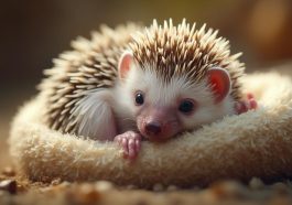 Gros plan d'un mignon hérisson blanc pelucheux et au visage adorable