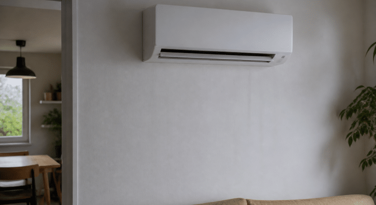 Climatiseur mural blanc fonctionnant sans unité extérieure visible