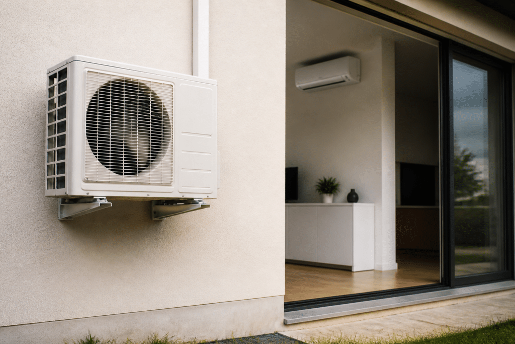 Unites climatisation interieur exterieur installes mur