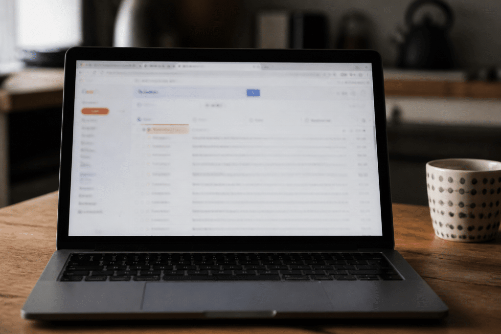 Ecran Gmail affichant onglets filtrage et stockage plein